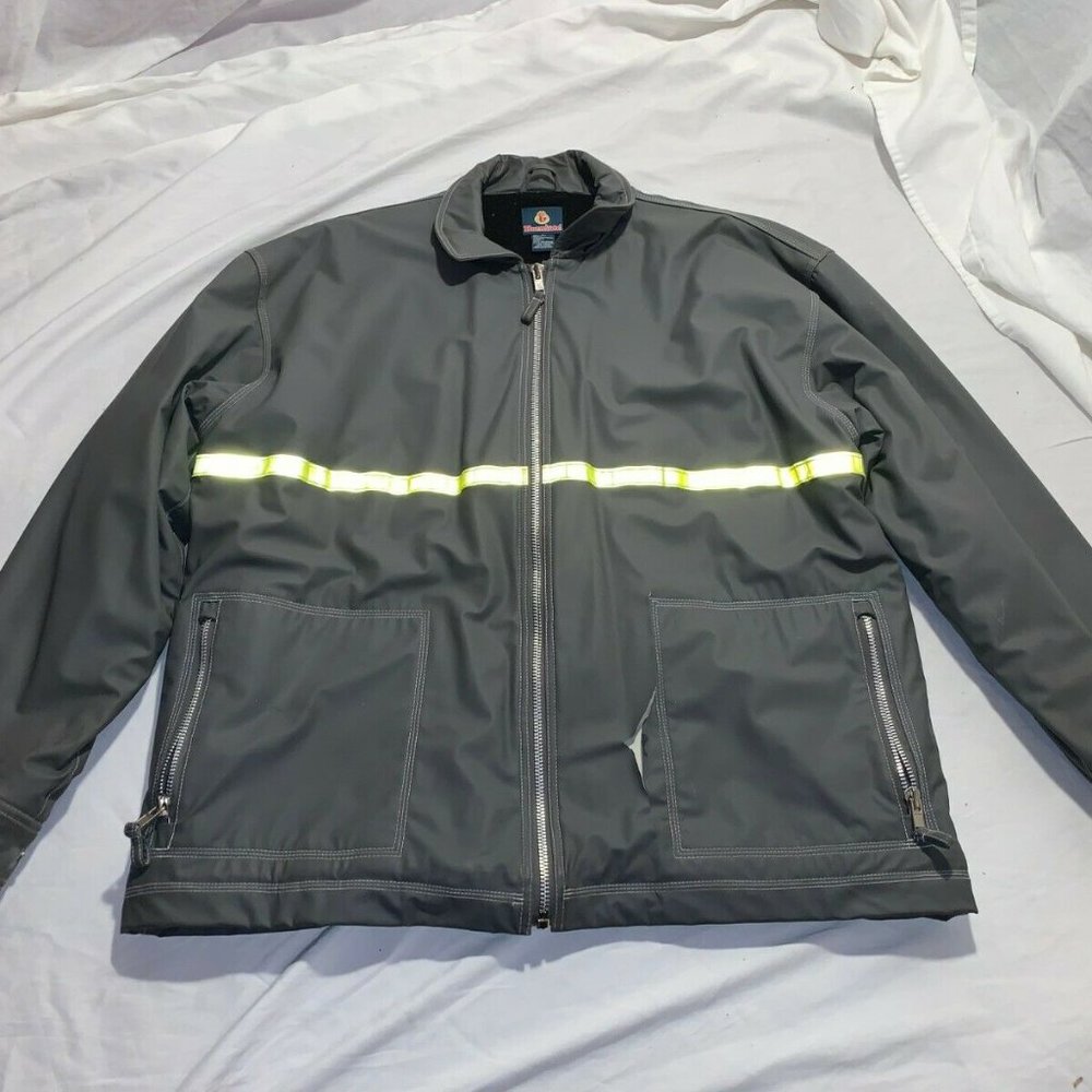 BURNSIDE GREY SAFETY WORK szX-LARGE JACKET w/REFLECTIVE STRIPE IG 2020